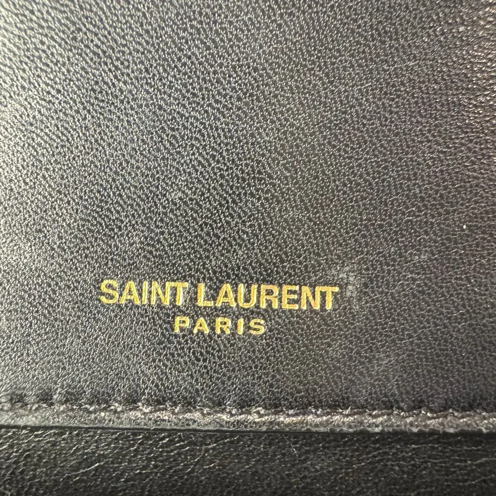 YSL Laurent Chevron Suplice Black Lambskin Double Flap Crossbody Bag GHW‎ CoA - Picture 5 of 10